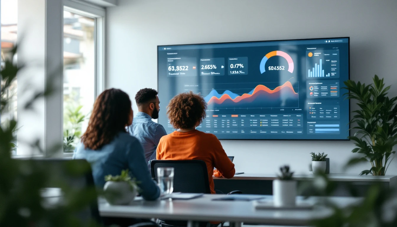 Application web sur mesure Antilles-Guyane : équipe utilisant un tableau de bord métier