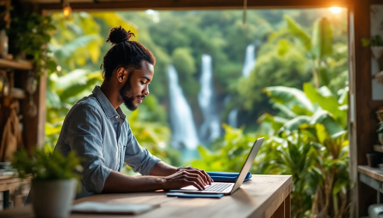 Création de site internet à Capesterre-Belle-Eau : commerçant travaillant sur son site internet dans sa boutique